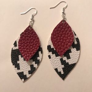Houndstooth & Red Earrings